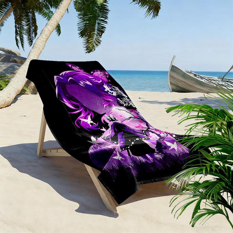 Demon Slayer Print Beach Towel, Large Soft Quick Dry Towel for Beach Camping Swimming
