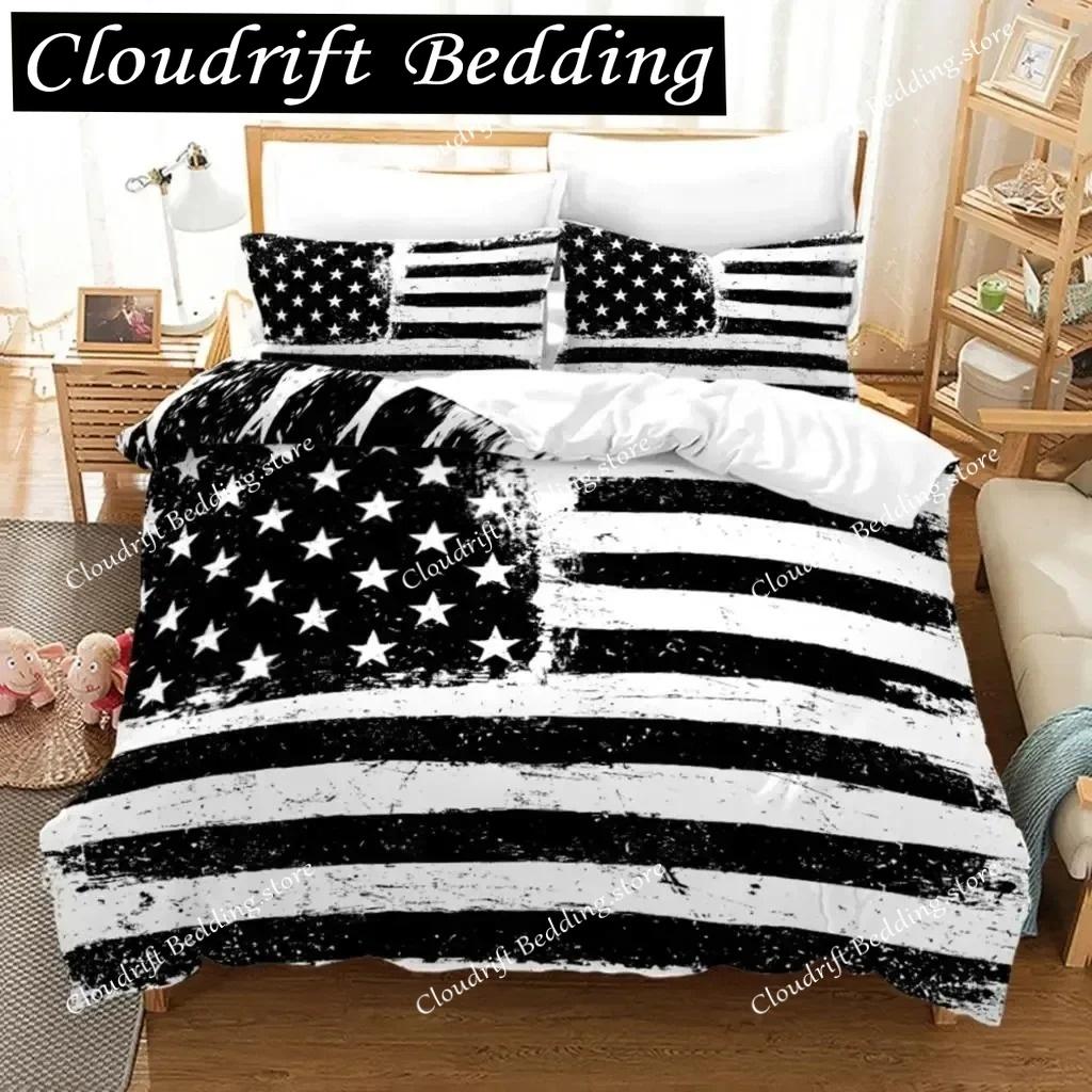3D Print American Flag Duvet Cover Set Microfiber Decor Bedding Set Independence Day Freedom Theme Quilt Cover for Teens