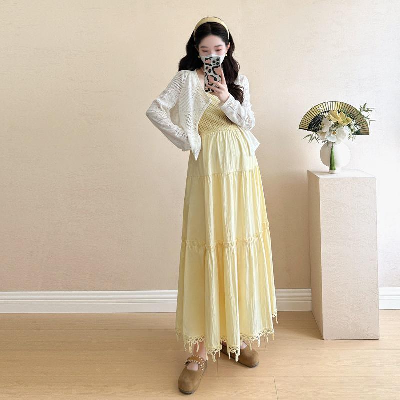 Summer 2026 Dopamine Maternity Suspender Dress for Seaside Vacations L