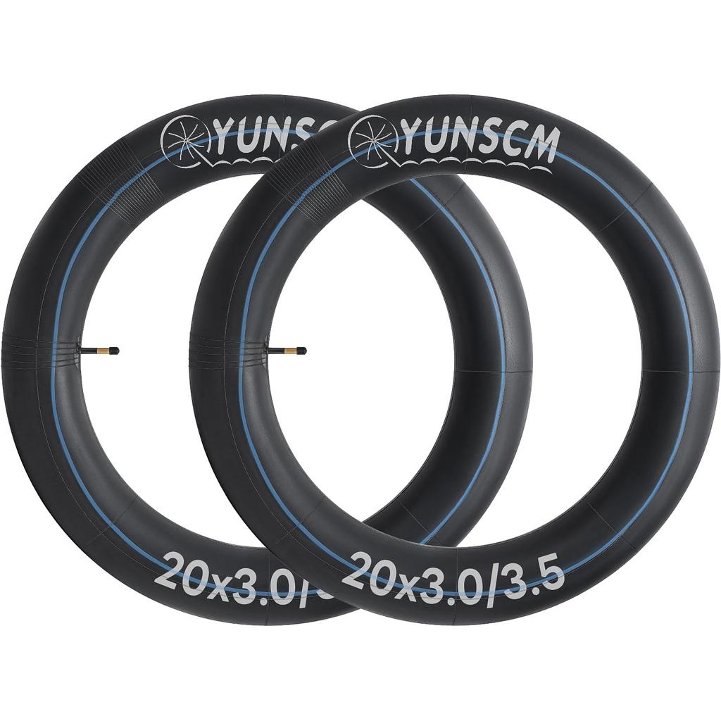 YunSCM 20x3.0/3.5 Bicycle Tubes, Thick Wall, with 48mm Schrader Valves, Ideal for High Rims, Suitable for Fat Bikes and Mountain Bikes