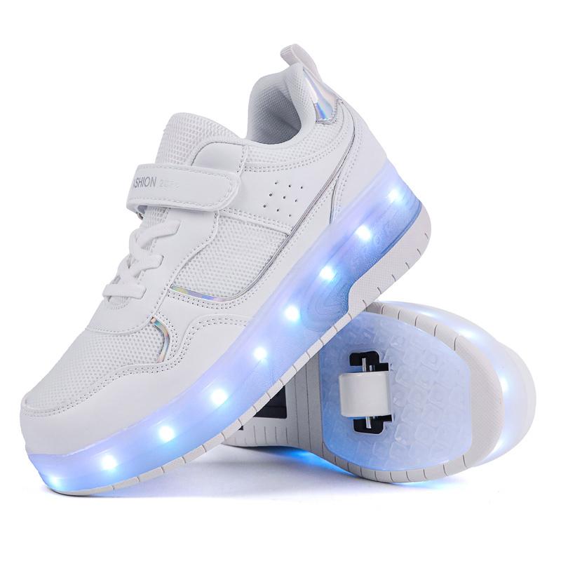

Spring/fall Kid s Luminous Sneaker Rubbing Shoes Girls Luminous Sneakers Charging Lamp Shoes Kids Glowing Sneakers 30 белый