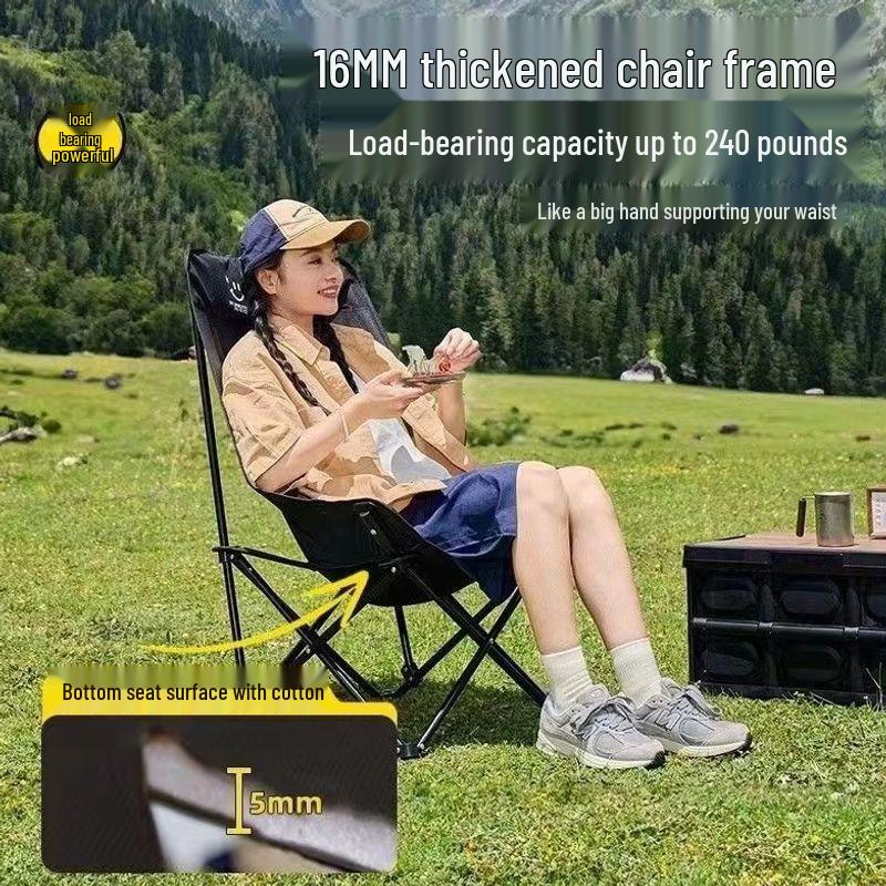 Foldable High Back Moon Chair for Camping, Picnic, and Fishing