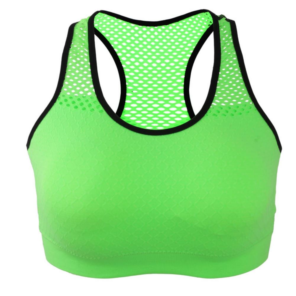 Ett stykke sømløs hurtigtørrende sports-bh med brystpute vest stil myk pustende støtsikker racerback yoga fitness full kopp bh