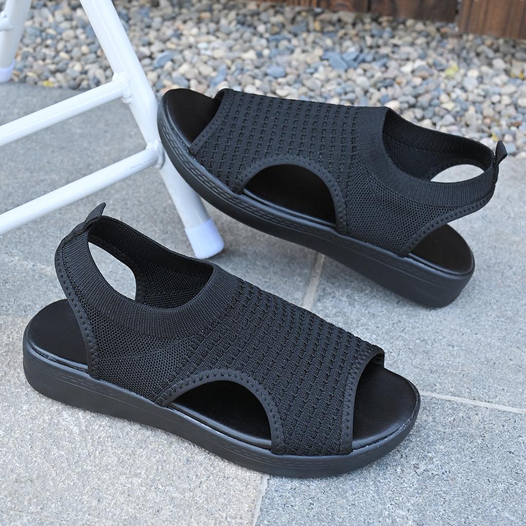 Damen Sommerschuhe 2025 Neue Mesh Fisch Plateau Sandalen Damen Zehenfrei Keilsandalen Damen Leichte Freizeitschuhe Zapatillas Muje