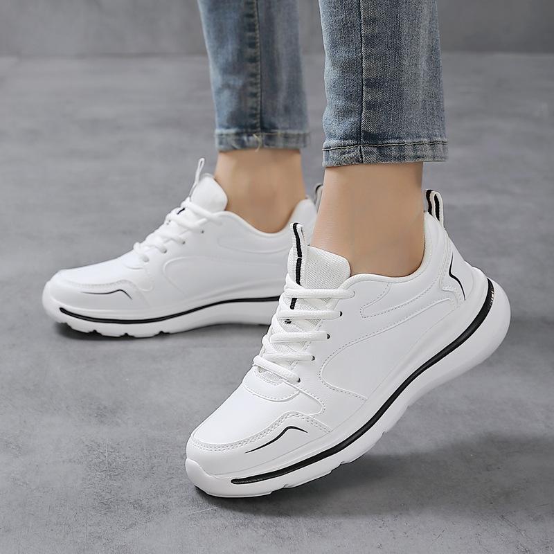 Ladies spring new waterproof leather surface soft sole casual sports shoes women's shoes sports light and comfortable running shoes