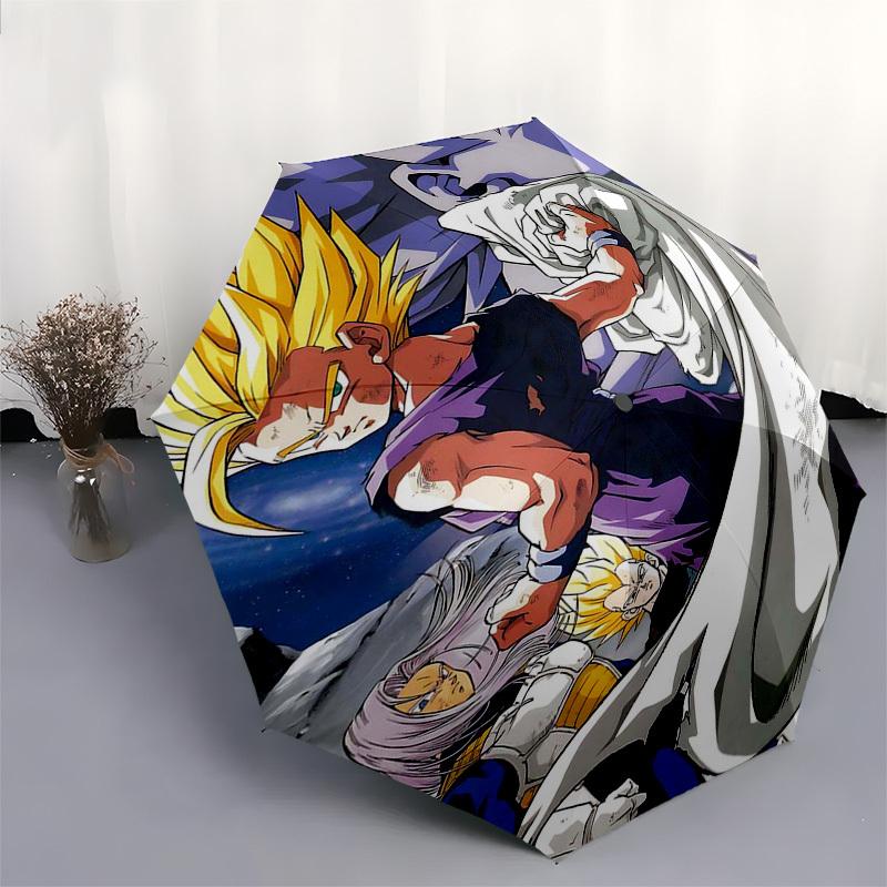 1pc Dragon Ball Z Vegeta Super Saiyan Outdoor Umbrella - Automatic Opening/Closing, Portable 3-Fold Design with 8-Rib Iron Frame - Perfect Gift for Fa