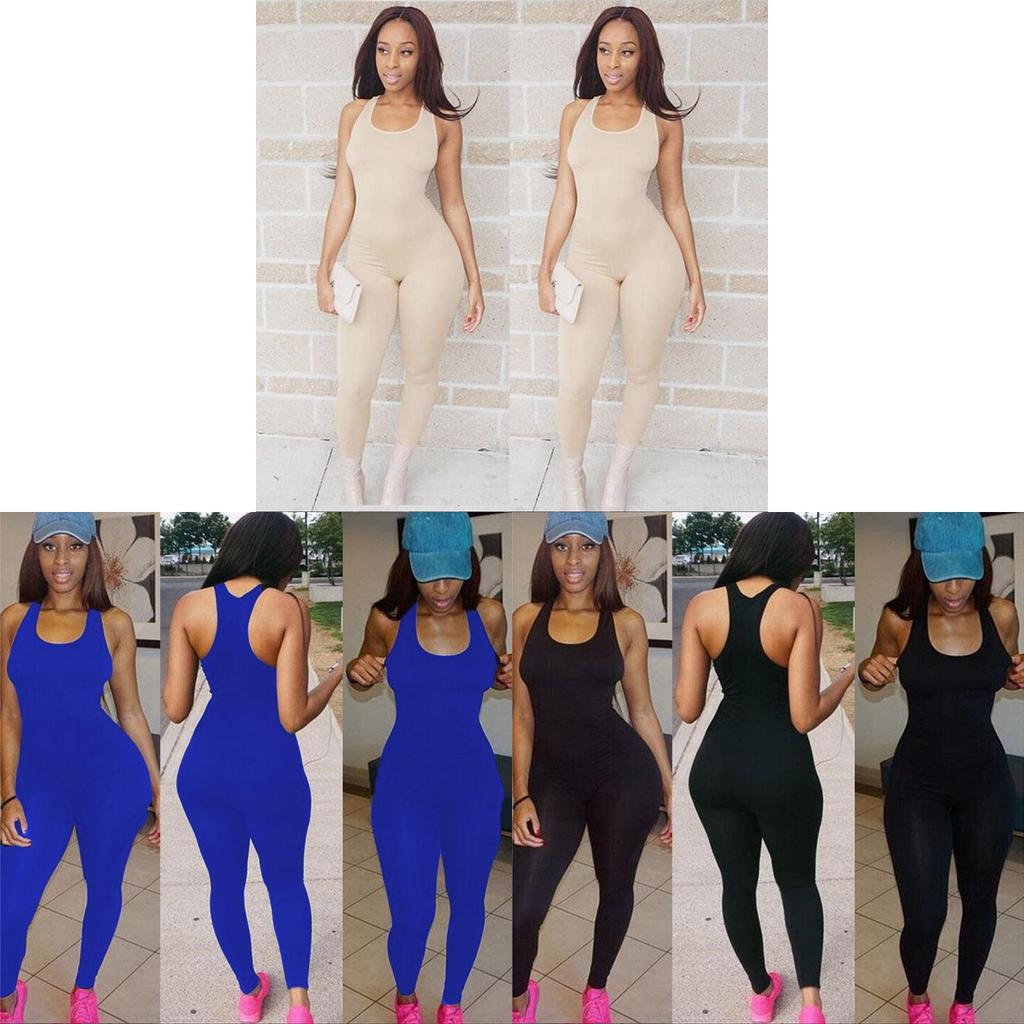 Combinaison Romper Sexy Décontractée Sans Manches Bodycon pour Femmes avec Pantalon Long Élégant