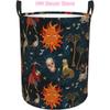Medieval Magical Manuscripts Laundry Basket with Handle Waterproof Collapsible Cloth Hamper Round Storage Basket for Bathroom Be
