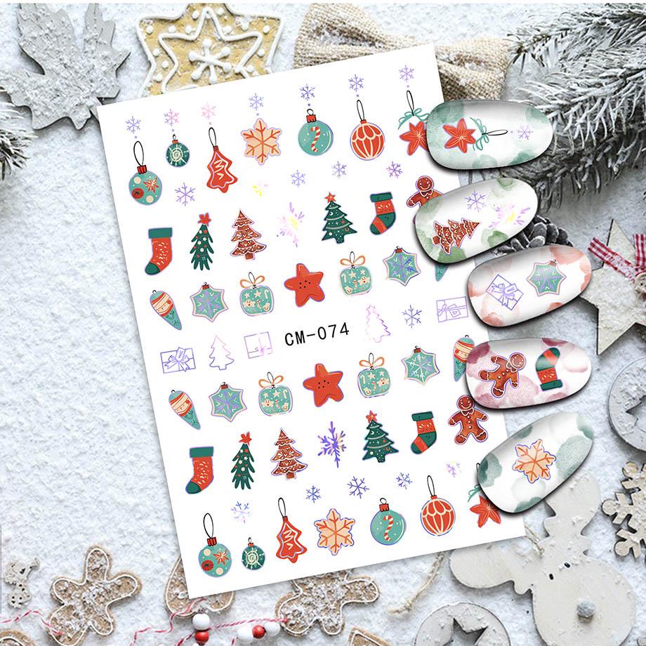 Silver Snowflake Santa Nail Stickers - Cross-Border Hot Seller Christmas Decor