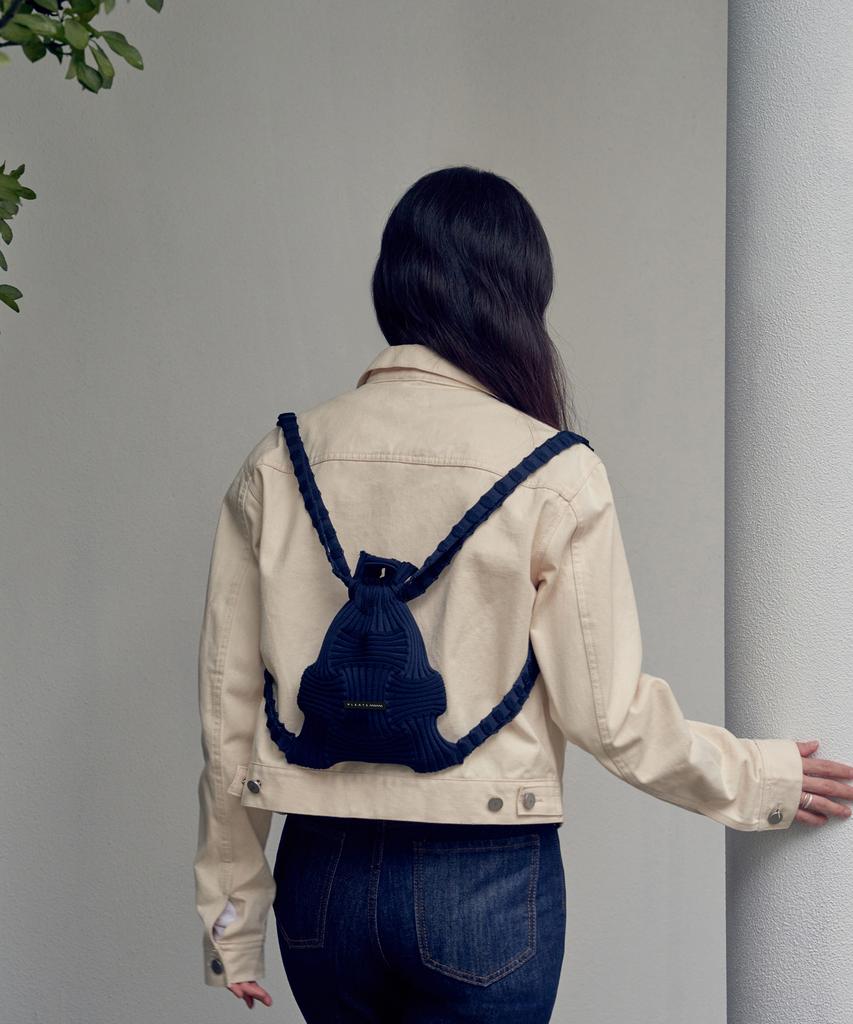 Pleatsmama Mini Bow Backpack Midnight