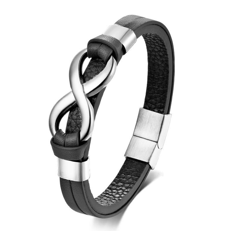 Stainless Steel Double Layer Punk Hip Hop Bracelet With Infinity Symbol Geometric Design Men