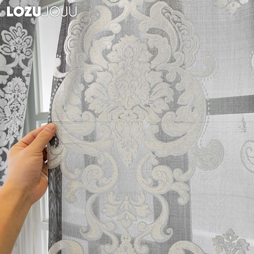 1 ks LOZUJOJU 40-70% zatemňovací evropský styl všestranné luxusní žakárové kroužkové průsvitné závěsy do obývacího pokoje, ložnice, bytové dekorace