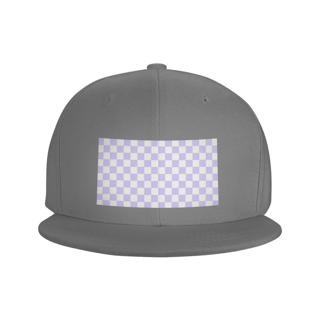 White and Pale Lavender Violet Checkerboard Baseball Caps Snapback Baseball Hats Casual Casquette Outdoor for Unisexs And WoUnisexs