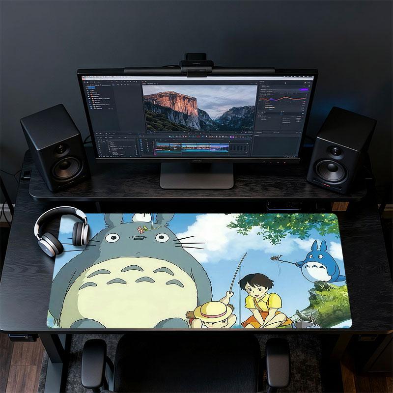 Totoro Cartoon Muismat, Grote Gaming Bureau Mat, Antislip XXL Muismat voor Laptop & Tablet, Mini PC Speelmat met Gestikte Randen