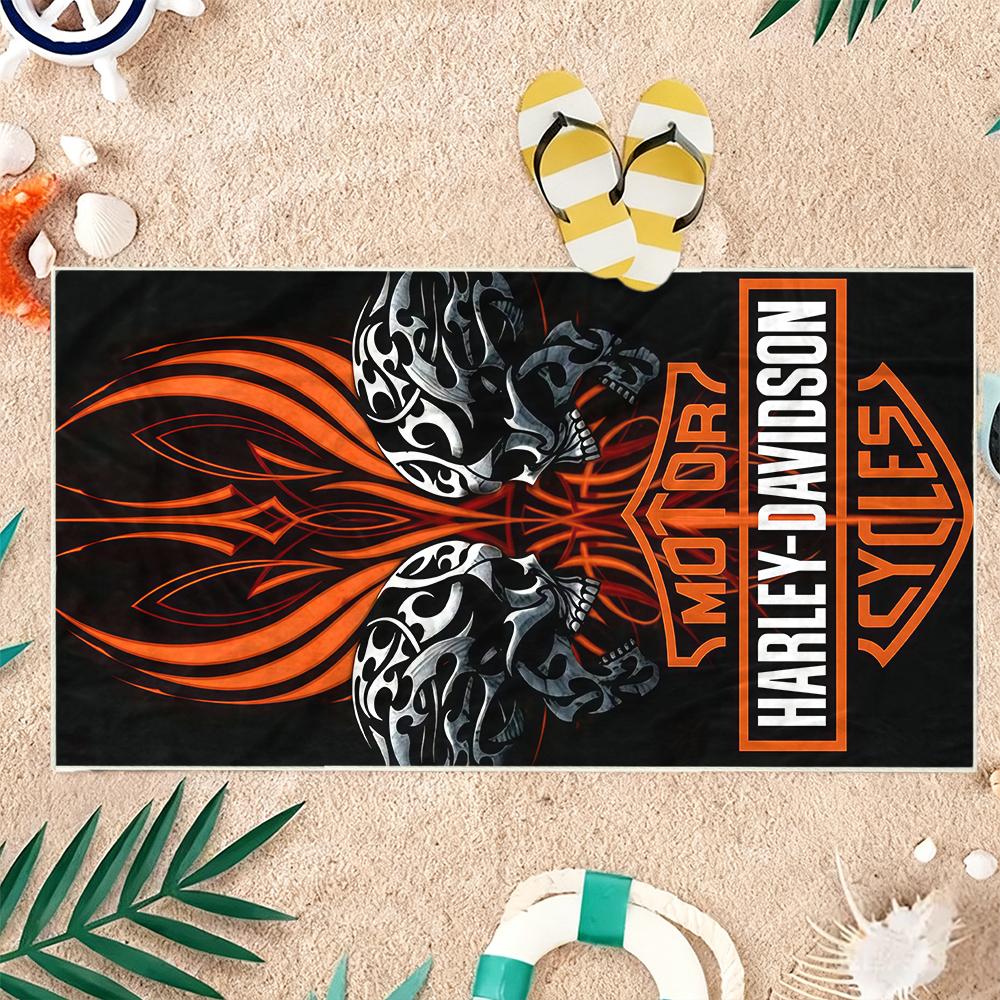 Luxury H-Harleys D-Davidson Beach Towel Ultra-fine Fiber Quick Drying Absorbent Beach Swimming Vacationvacation Essentials