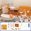 Detailed Plastic Miniature Furniture with Accessories for 1/12 Dollhouses Living Room Bathroom Kitchen Scene Decoration