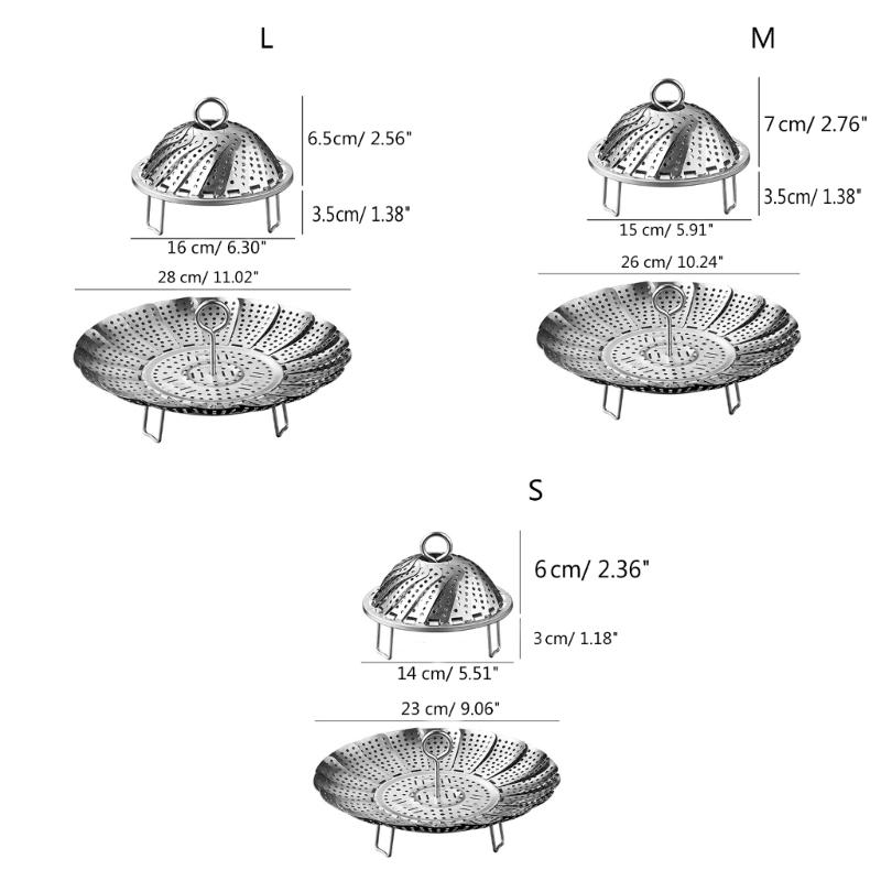 Adjustable Steaming Rack Stainless Steel Tableware Steamers Perfect for Various Food Sizes and Cooking Requirements