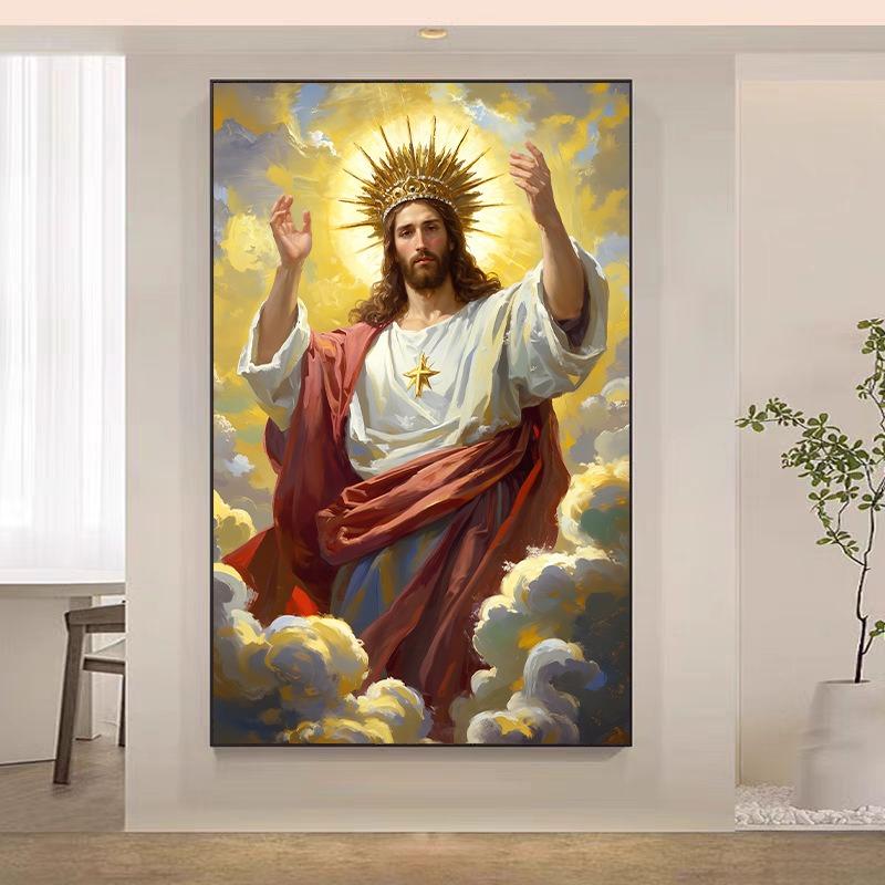 Tela Cristo Gesù Postres Ritratto Cristiano di Gesù Stampa Artistica da Parete Poster Camminerò con Cristo Versetto Biblico Poster Regalo