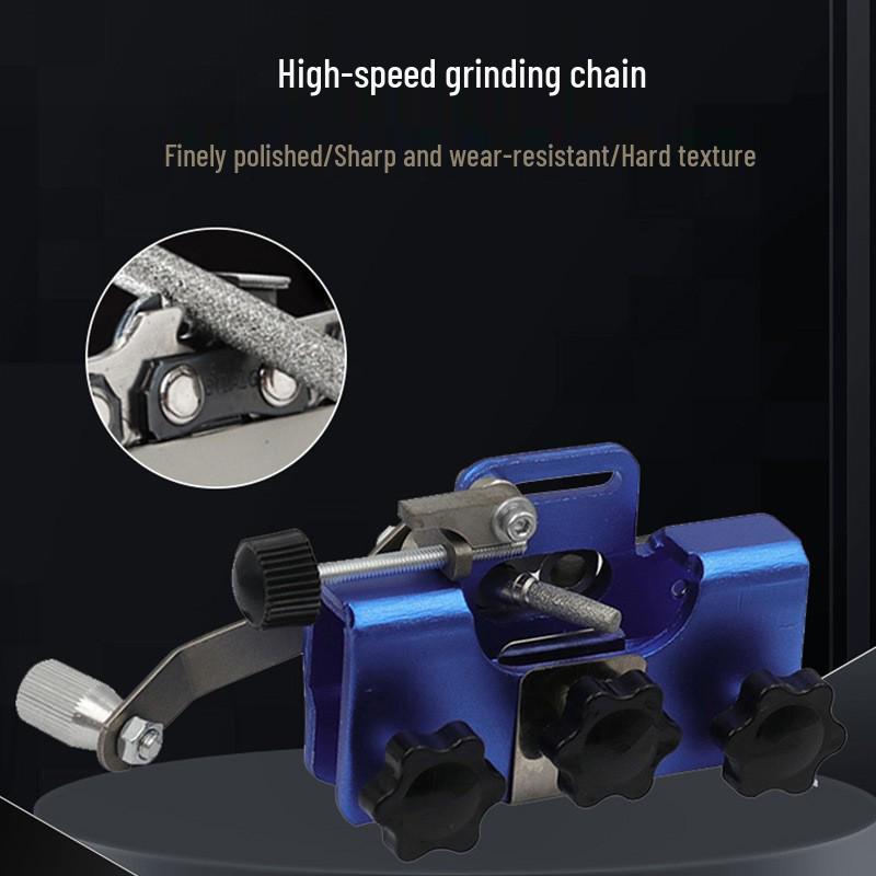 Portable Hand-Crank Chainsaw Sharpener and Clamp Tool