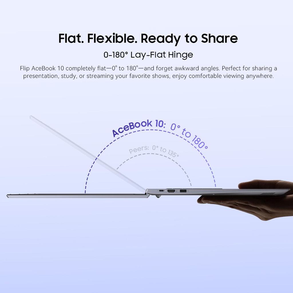 Blackview AceBook 10 18,5-Zoll Laptop Intel N150 Prozessor, 16GB RAM, 512GB SSD, 0-180° flach klappbares Scharnier