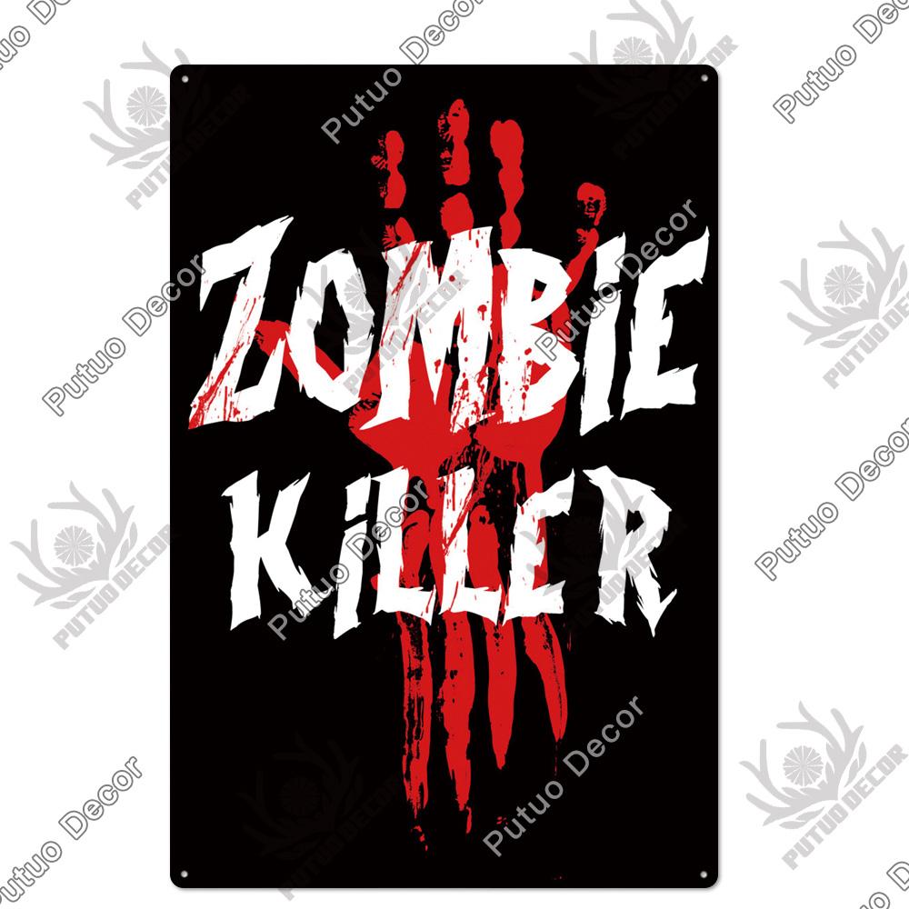 Decor Zombie Vintage Tin Sign Plaque Metal Plate Retro Posters Wall Decor for Bar Pub Club Man Cave Art Painting