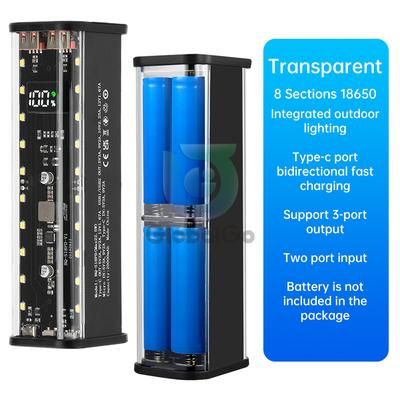 8x18650 DIY Power Bank Case 22.5W LED Light Digital Display Fast Charging Portable Removable Power Box For Huawei Xiaomi Sumsung