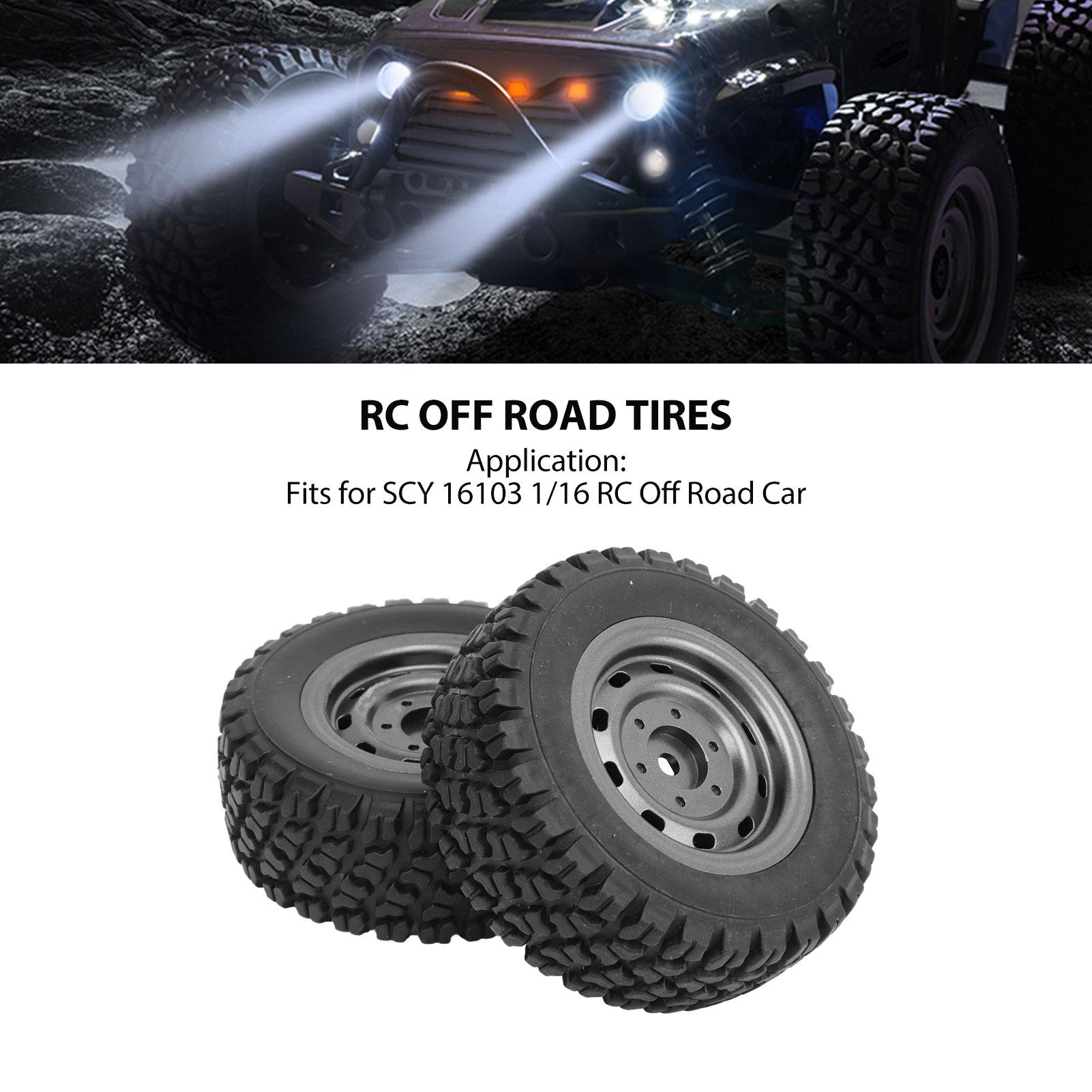 

2 Pcs 82mm RC Car Tire 31mm Width 12mm Hex Adapter Spare Part for SCY 16103 1 16 RC Off Road Car
