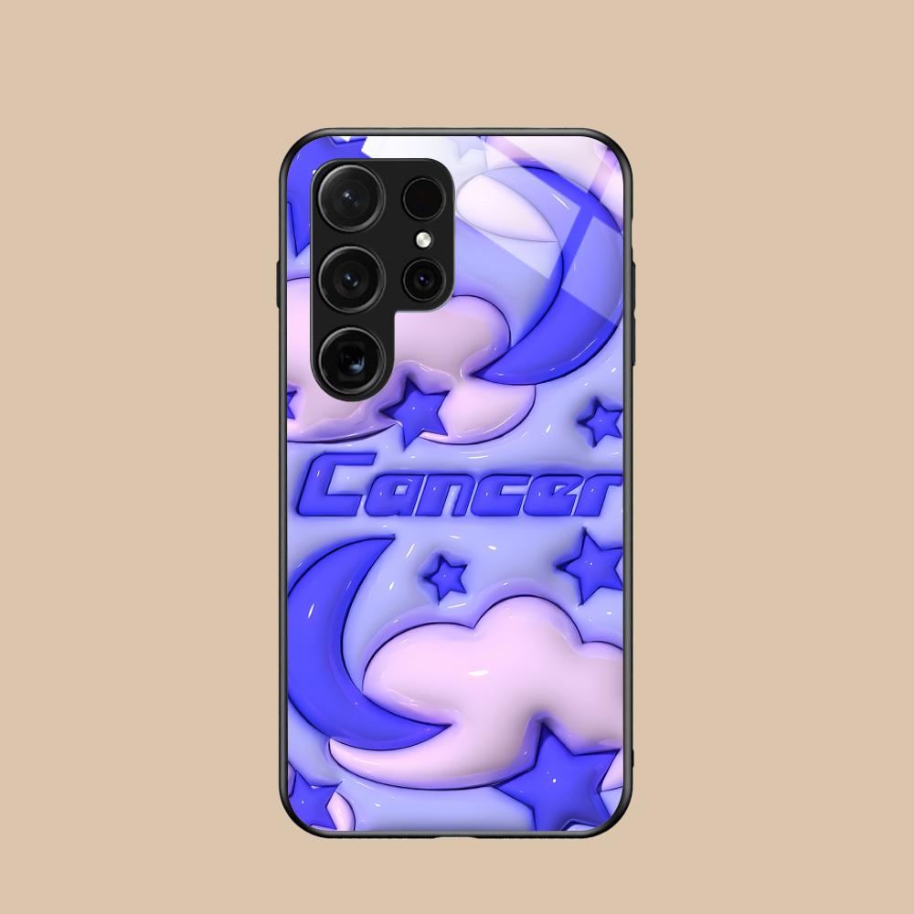 Zodiac Sign Cancer Mobile Phone Case for Samsung Galaxy S25 S24 S23 S22 S21 S20 Note20 Plus FE Ultra Glass Cover Luxury Pretty