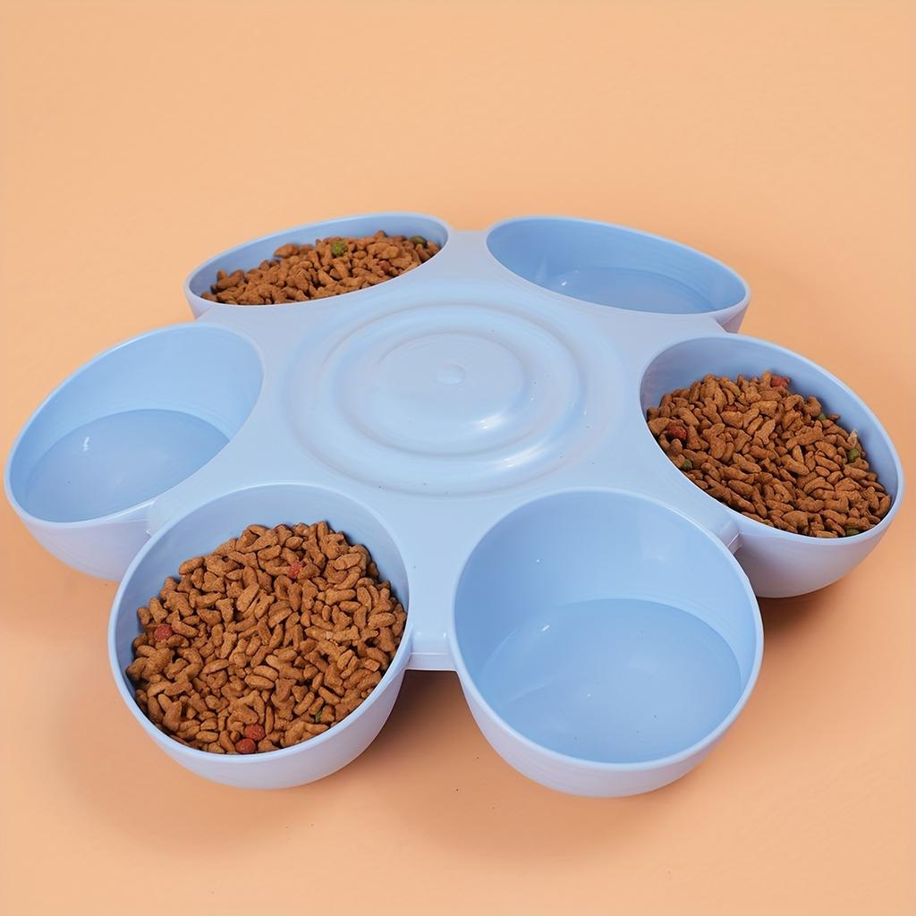 6-in-1 Petal-Shaped Pet Bowl, 35cm/13.77inch Tilted Pet Feeder, Non-Slip Base Cat & Dog Dish for Food & Water, Multi-Color Pet