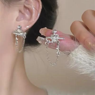 2023 New French Heart & Star Chain Earrings: Chic Versatile Style for Women
