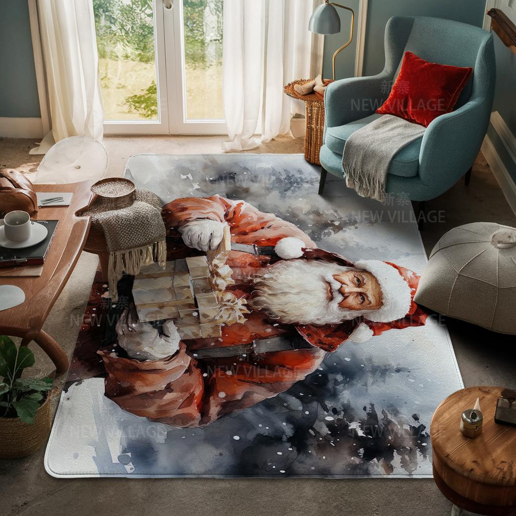 House Entrance Carpet Home Door Mat Living Room Bath Foot Bathroom Non-slip Water Absorption Rugs Bath Merry Christmas Winter