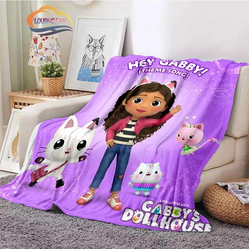 Cartoon Gabby's Dollhouse Cute Cashmere Blanket Children and Girls Warm Portable Plush Cozy Throw Blanket Bed Sofa Blanket