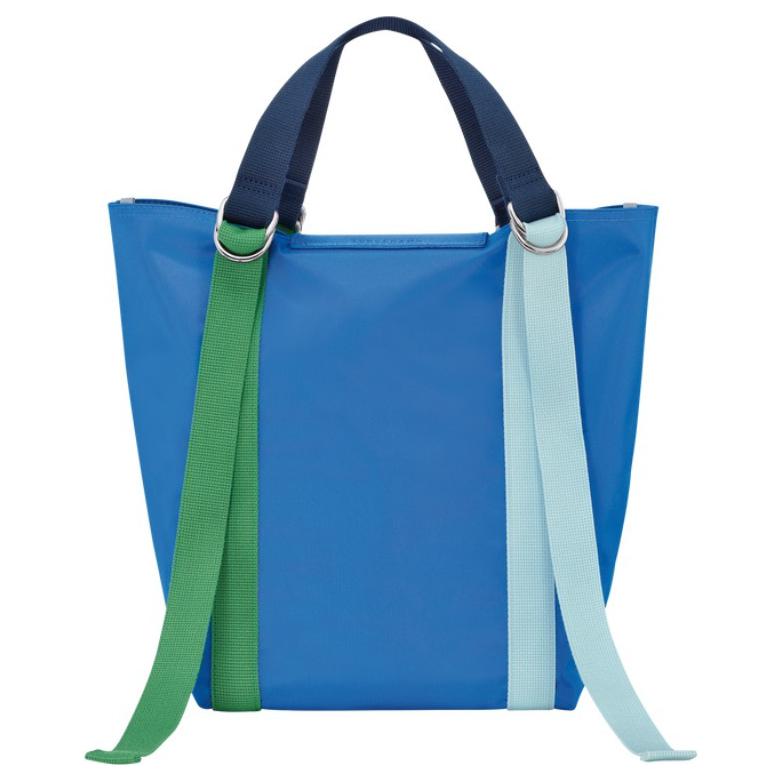 New LONGCHAMP Le Pliage Re Play Canvas With Leather Trim Canvas Bag, One Shoulder Handbag Regular Women's Blue 10203HCC127