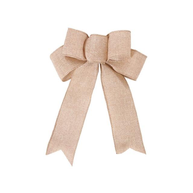 Christmas Bows Hanging Ornament - Linen & Cotton Material Xmas Tree Decorations for Home DIY Holiday Party Front Door Bedroom