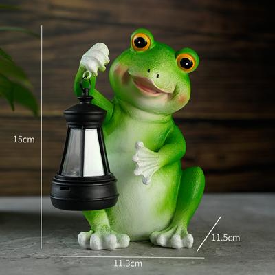 Solar Frog Garden Statue with LED Lantern Outdoor Yard Patio Decorative Piece Ideal for Mother's Day Or Housewarming Gifts