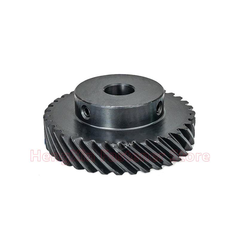 1pcs 1.5M Helical Gear 42 45 46 Teeth 1.5 Modulus 42T 45T 46T 45 Degree Left/Right Spiral 45# Steel Gear Bore 12-32mm Custom