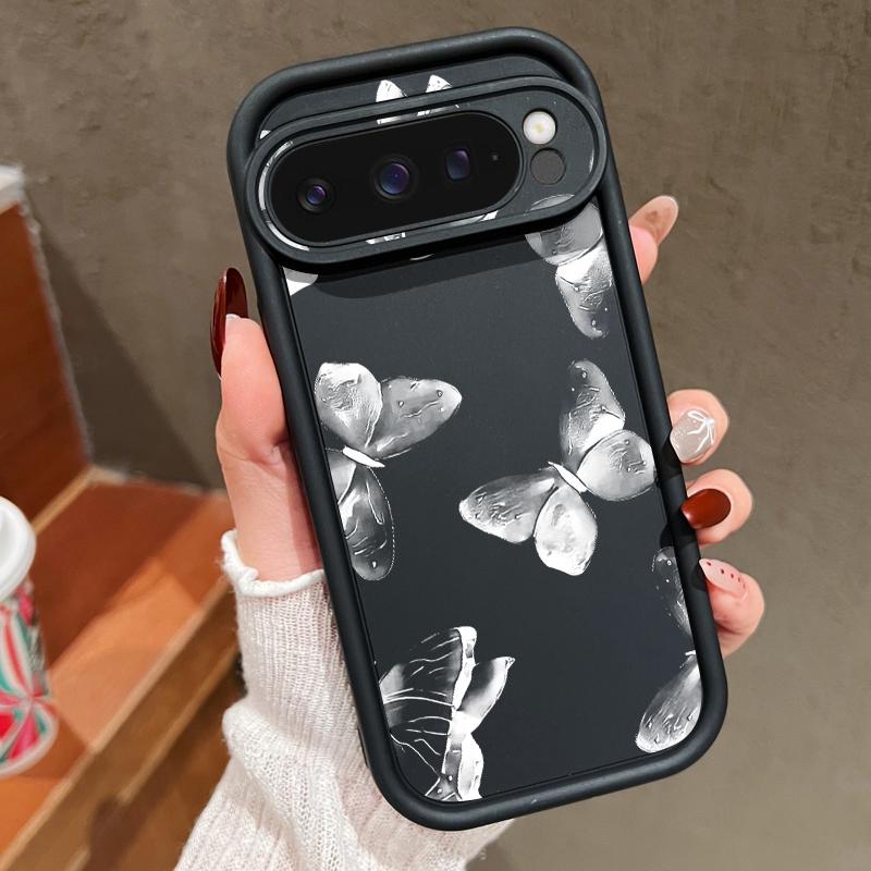For Google Pixel 9 8 Pro Xl 8a Shockproof Line Butterfly Pattern Silicone Soft Lens Protection Solid Color Anti-Fall Matte Phone Case Cover