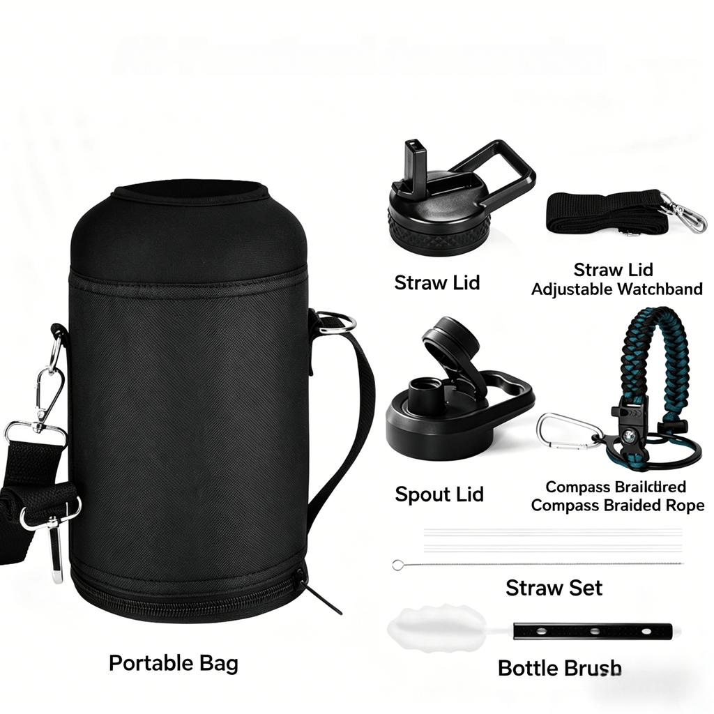 Large Capacity Outdoor Camping 64oz 304 Stainless Steel Double Wall Vacuum Insulated Thermos Jug Leak-Proof BPA-Free Spout 12-24