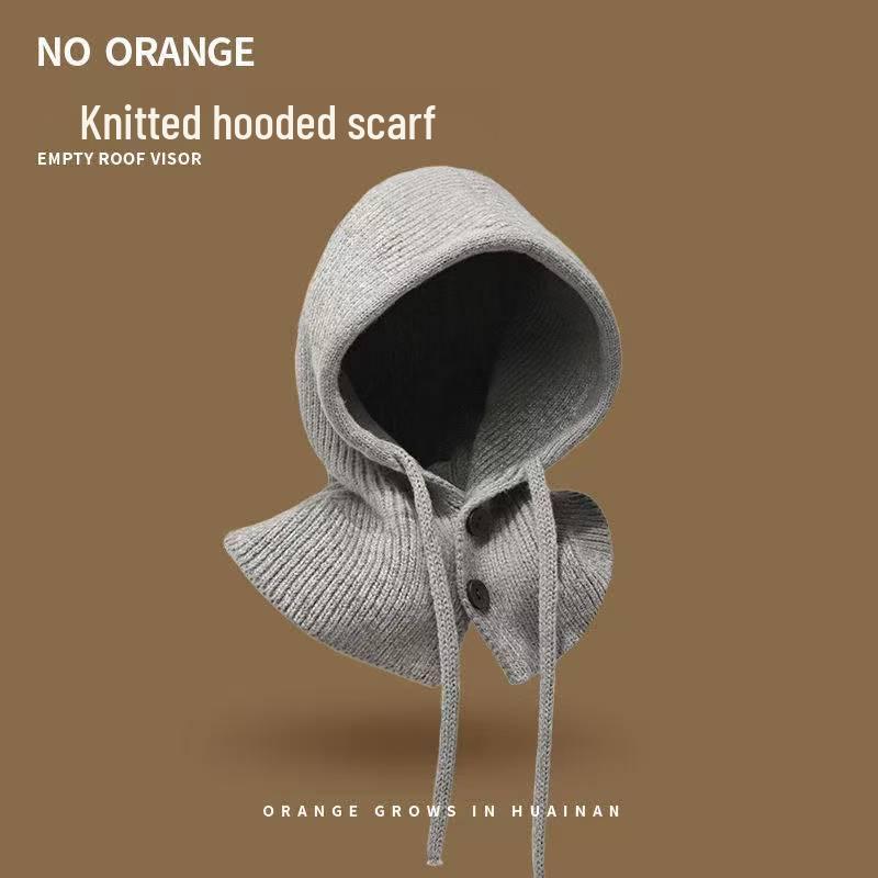 Women's Korean Knit Balaclava: Warm Winter Hat & Scarf Combo with Ear Protection, Slim-Fit Design