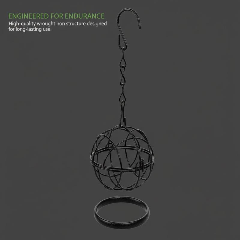 New Metal Suet Ball Bird Feeder With Hanging Chain Squirrel Proof Outdoor Garden Bird Hummingbird Feeder Ball Shape Grass Feeder