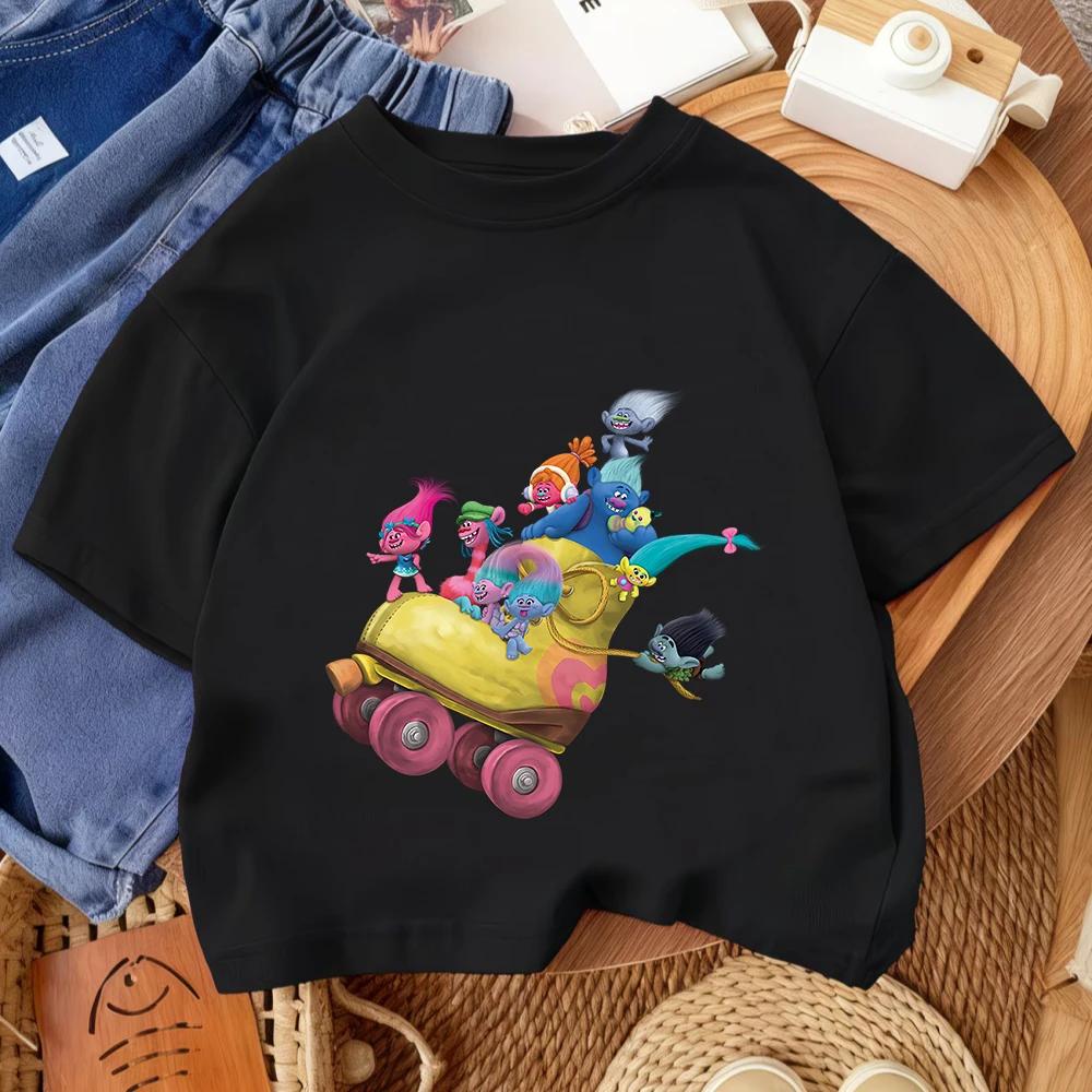 Summer Children's T-Shirt, Troll Fashion Print, Casual Street Style
