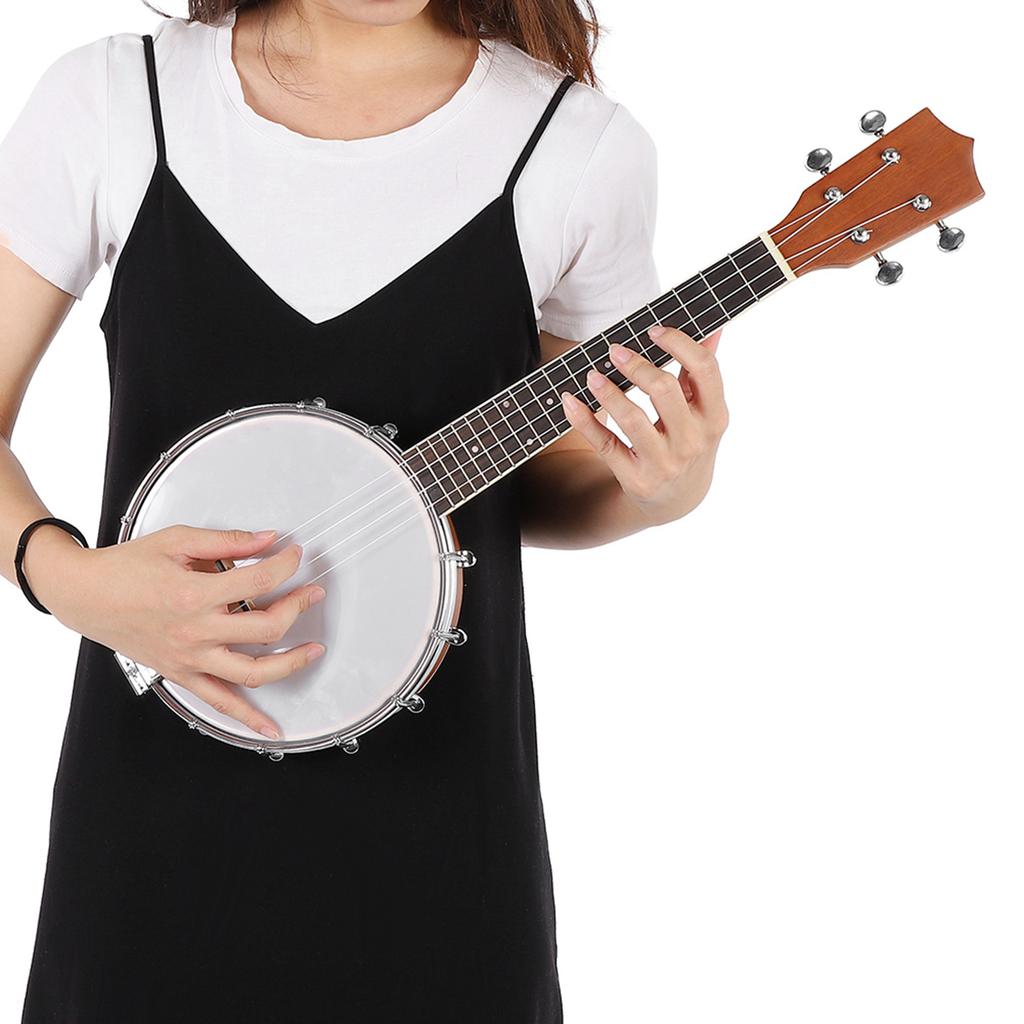 4 String Banjo Set with BJ10 Strings Capo Cleaning Polish Cloth