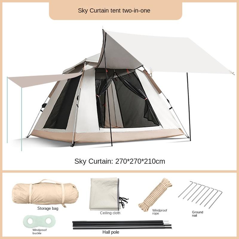 

Палатка с навесом 2-в-1 для использования на открытом воздухе, для кемпинга, для кемпинга, для кемпинга, автоматическая, портативная, складная, полный комплект, защита от дождевой воды 240*240*155CM