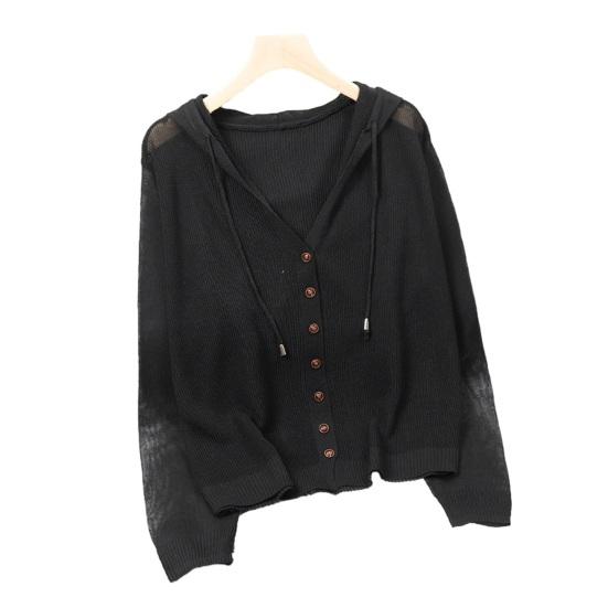 Women Tops Hooded Drawstring Long Sleeve Pure Color Casual Blouse Loose Fit Summer Thin Ice Silk Sun Protection Coat