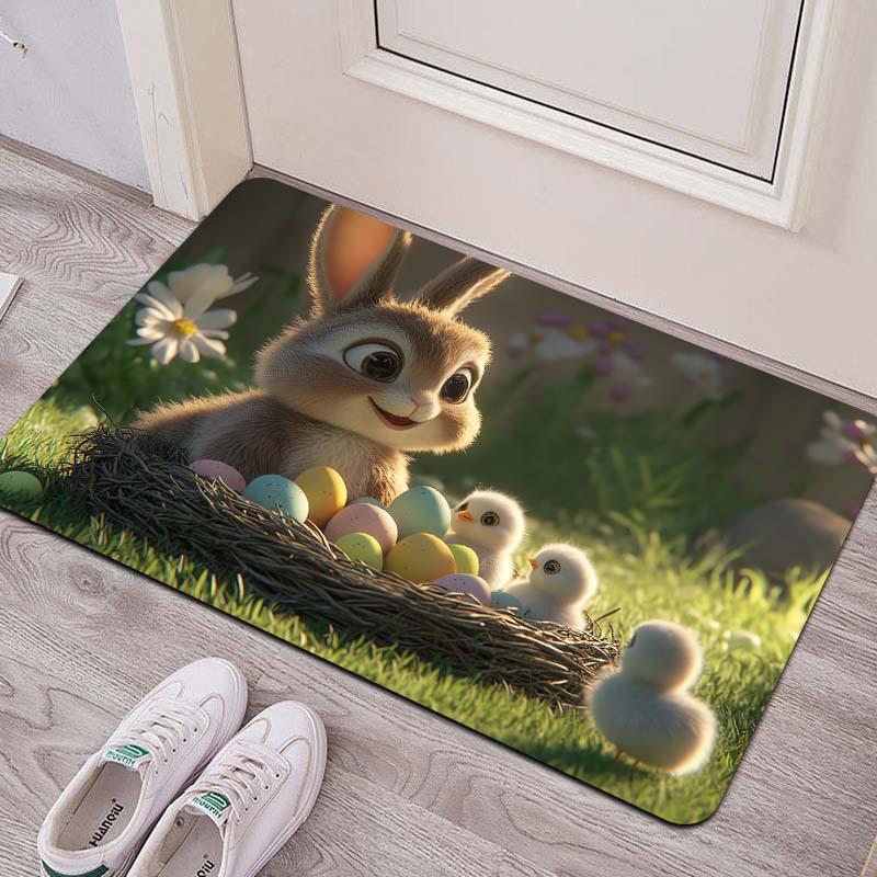 1Pcs Anti Fatigue Kitchen Rugs, Cute Rabbit and Print Waterproof Non-Slip Thick Cushioned Kitchen Mat Heavy Duty Comfort Standing Mat for Kitchen