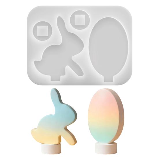 Silicone Easter Bunny Egg Mold Flexible Reusable Candle Mold for DIY Candles Resin Plaster Crafts Soap Making Holiday Home Decoration
