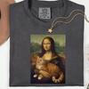 Mona Lisa Katze T-Shirt, Renaissance Kunst Parodie T-Shirt, Vintage Katzenliebhaber Kunstwerk