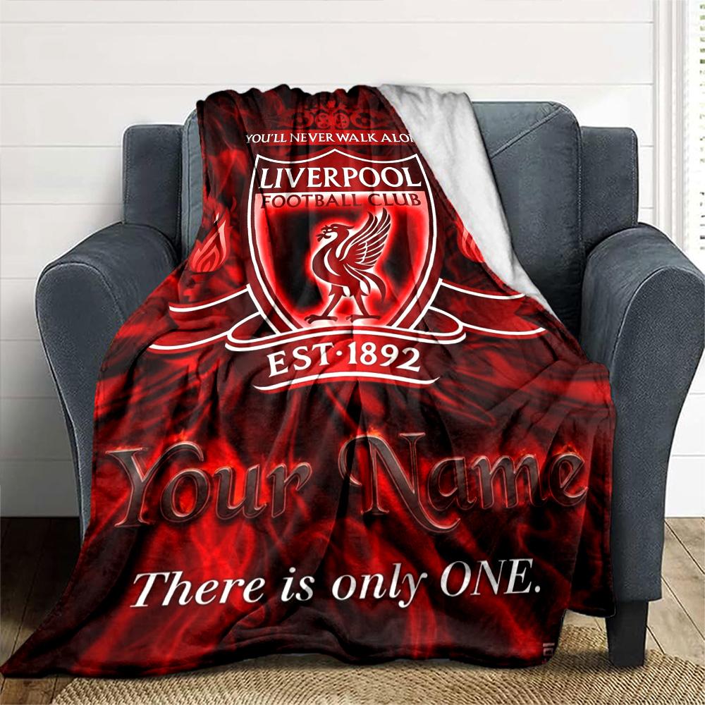 Name Custom Liverpool Football Club Print Flannel Blanket High Quality Warm Comfortable Cover for All Seasons Perfect for Gifts Home Decor