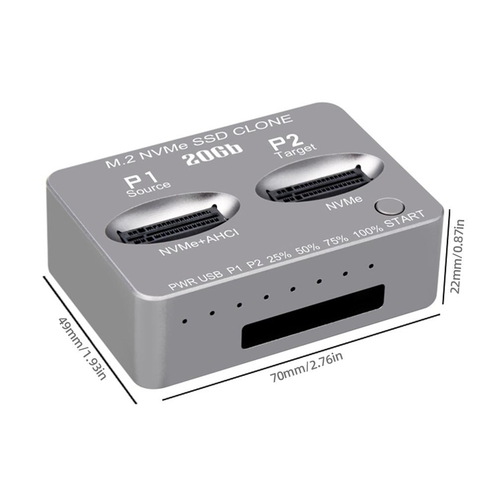 Dual-Bay NVME Docking Station Gen2X 20Gbps M.2 NVME SSD Clone USB3.2 Type C External Hard Disk Box M/B M Key M.2 M.3 NVME PCI-E