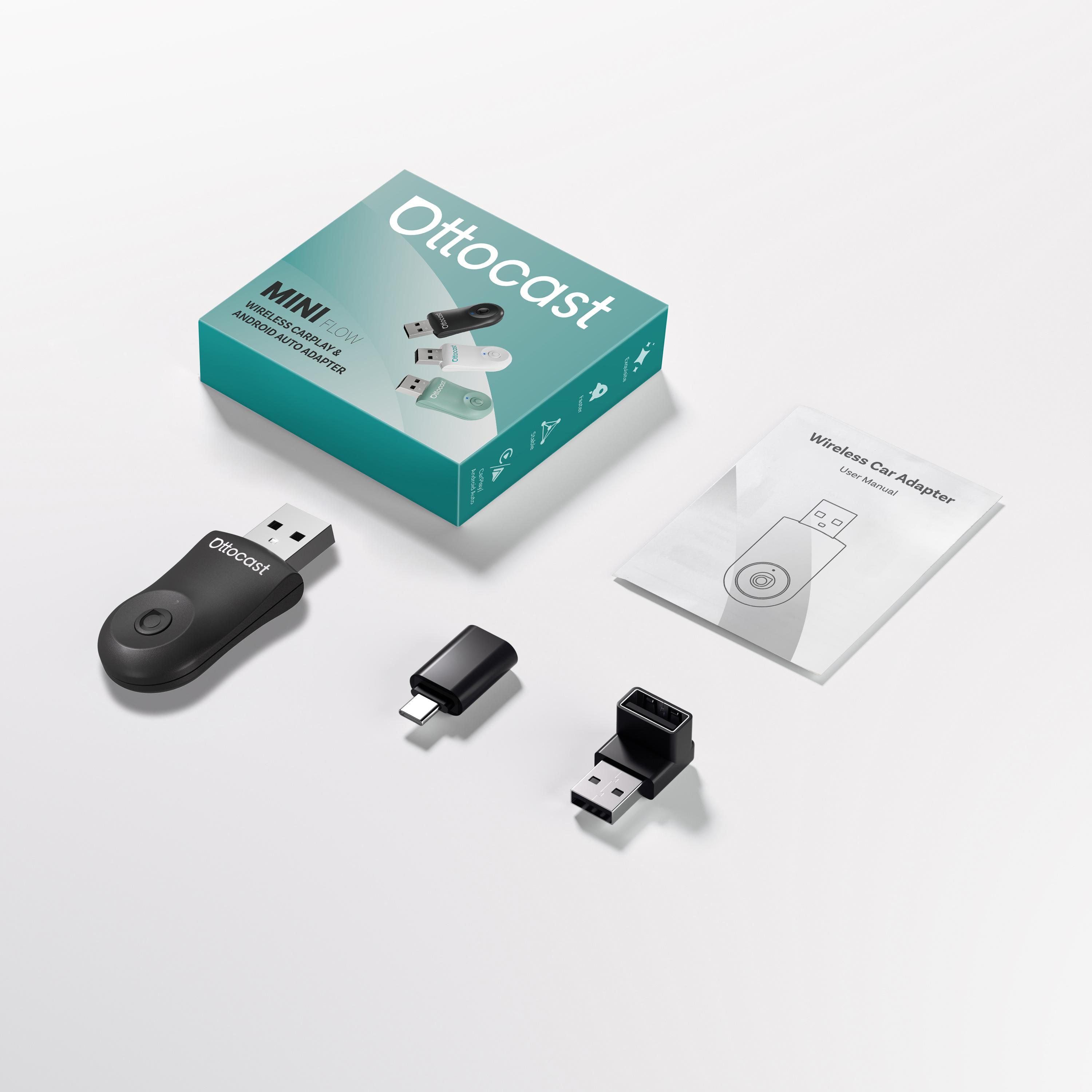 OTTACAST Wireless adapter CarPlay and Android Auto 2-in-1,  Compatible with iOS and Android only